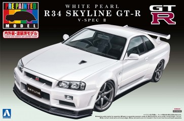 1/24 プリペイントモデル（塗装済みプラモデル） 32 R34 スカイライン GT-R V-Spec II （ホワイト パール） アオシマ, AOS08607, by アオシマ