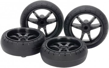 ミニ四駆グレードアップパーツ No.546 (GP.546) ローフリクション大径バレルタイヤ(31mm)&カーボン強化ホイール(Vスポーク) タミヤ, TAM55460, by タミヤ