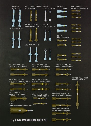 1/144 航空武装シリーズ 現用航空機用 ウェポンセット2 誘導爆弾 ＆ ミサイル ’70～ プラッツ, PLZ78084, by プラッツ