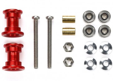 ミニ四駆 グレードアップパーツ 軽量2段アルミローラーセット (9-8mm) レッド [ミニ四駆特別企画] タミヤ, TAM55626, by タミヤ
