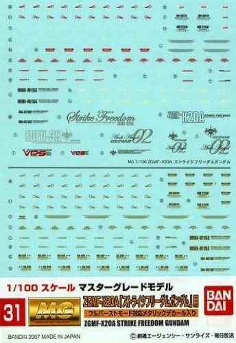 1/100 ｶﾞﾝﾀﾞﾑﾃﾞｶｰﾙ31MG ｢ｽﾄﾗｲｸﾌﾘｰﾀﾞﾑｶﾞﾝﾀﾞﾑ｣用, BAN89982, by バンダイ