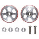 ミニ四駆 グレードアップパーツ 19mm プラリング付アルミベアリングローラー (6本スポーク) (レッド) タミヤ, TAM55138, by タミヤ
