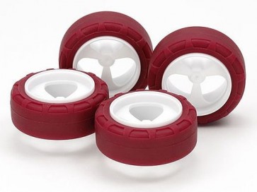 ミニ四駆グレードアップハーツ ローフリクション小径ナロータイヤ (24mm) ＆ 3本スポークホイール 【特別企画】 タミヤ, TAM56340, by タミヤ