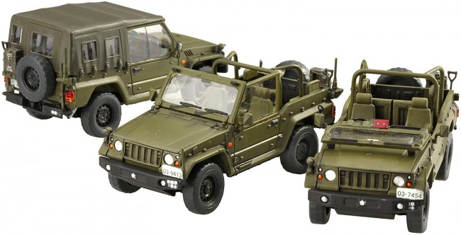 陸上自衛隊　高機動車　迫撃砲ver プラモデル　完成品 プラモ完成品・2台セット□1/72 フジミ 陸上自衛隊 重迫牽引車/
