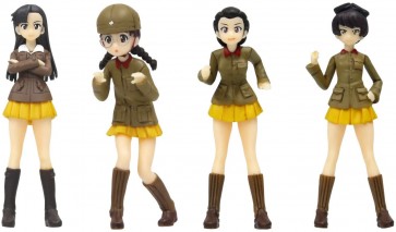 1/35 ガールズ&パンツァー 最終章: 知波単学園 フィギュアセット3(西絹代/福田/玉田/細見) プラッツ, PLZ59267, by プラッツ