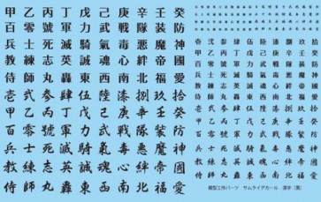 1/24 サムライデカール　漢字（黒）, AOS04623, by アオシマ