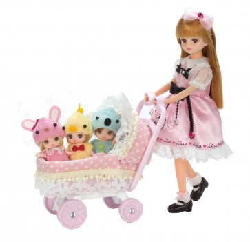 リカちゃん LF-11 みつごのあかちゃん ベビーカー タカラトミー, TAK29042, by タカラトミー