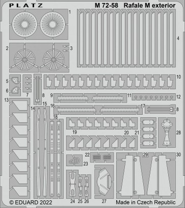 1/72 ラファールM エッチングパーツ 外装用 プラッツ, PLZ85419, by プラッツ